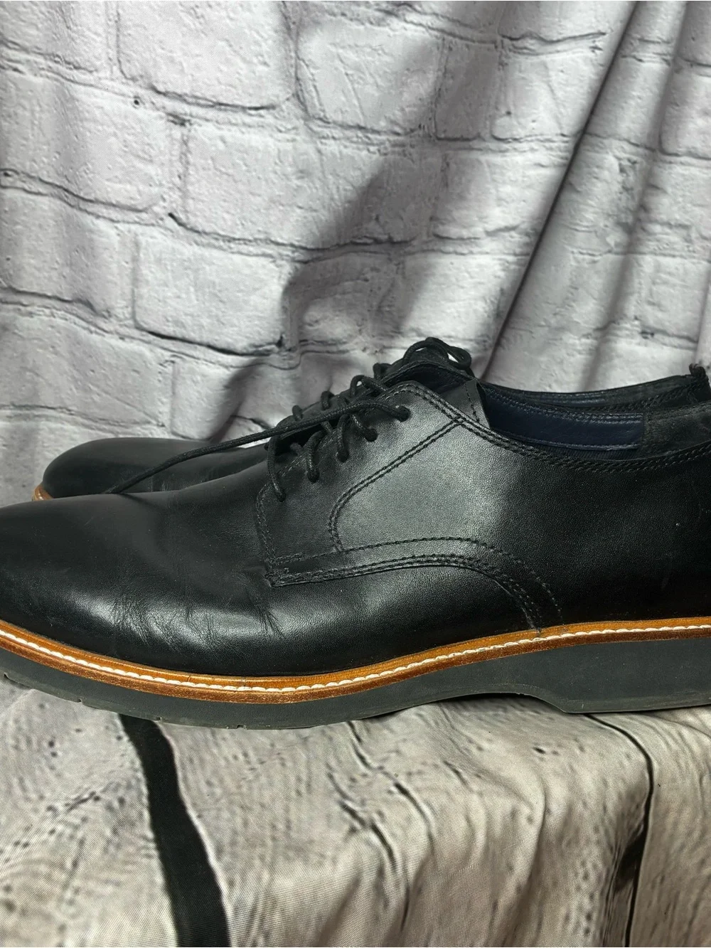 Cole Haan Modern‎ Minimalist Black Leather Plain Toe Derby Lace Up Oxfords 11.5
